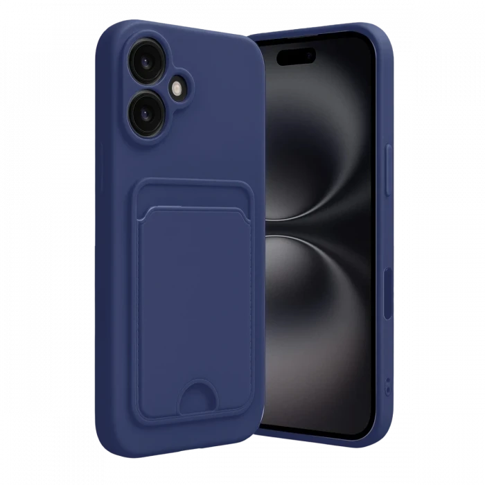 Newface Apple iPhone 16 Kılıf Kelvin Kartvizitli Silikon - Lacivert
