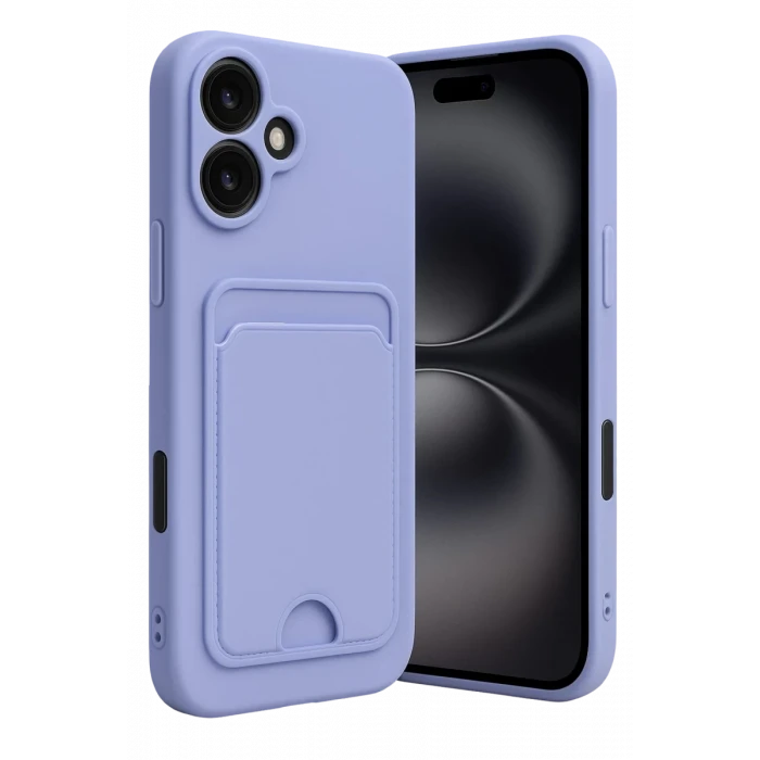 Newface Apple iPhone 16 Kılıf Kelvin Kartvizitli Silikon - Lila