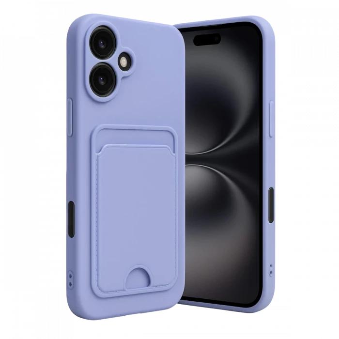 Newface Apple iPhone 16 Kılıf Kelvin Kartvizitli Silikon - Lila