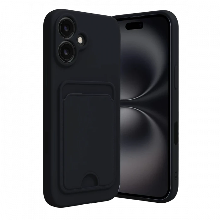Newface Apple iPhone 16 Kılıf Kelvin Kartvizitli Silikon - Siyah