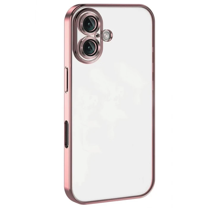 Newface Apple iPhone 16 Kılıf Razer Lensli Silikon - Pembe