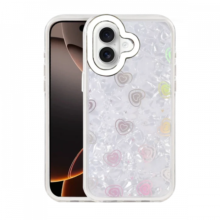 Newface Apple iPhone 16 Lumi Desenli Kapak - Beyaz