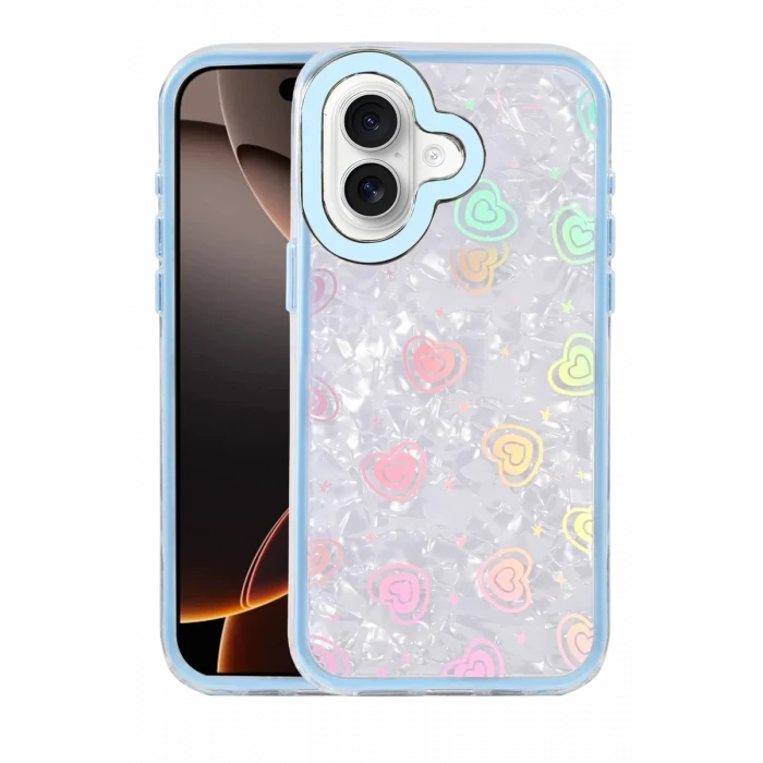 Newface Apple iPhone 16 Lumi Desenli Kapak - Mavi