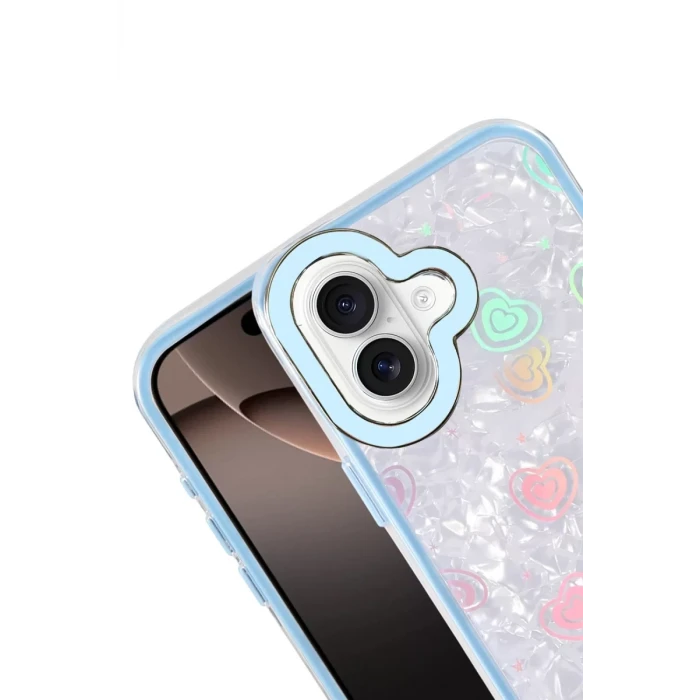 Newface Apple iPhone 16 Lumi Desenli Kapak - Mavi