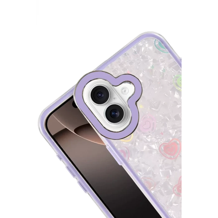 Newface Apple iPhone 16 Lumi Desenli Kapak - Mor