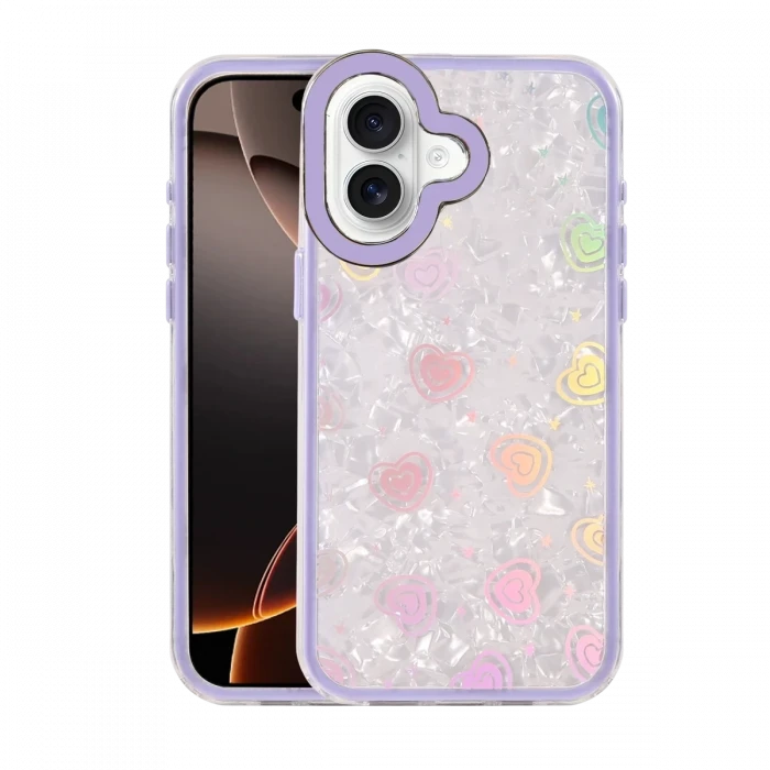 Newface Apple iPhone 16 Lumi Desenli Kapak - Mor