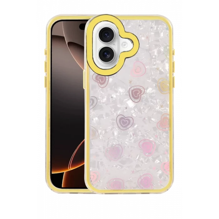 Newface Apple iPhone 16 Lumi Desenli Kapak - Sarı