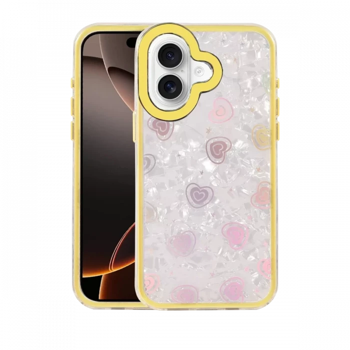Newface Apple iPhone 16 Lumi Desenli Kapak - Sarı