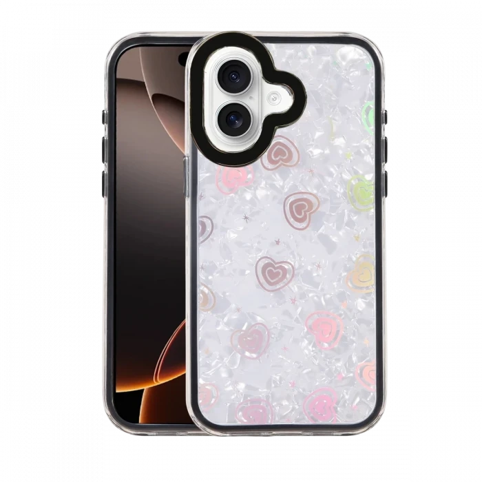 Newface Apple iPhone 16 Lumi Desenli Kapak - Siyah
