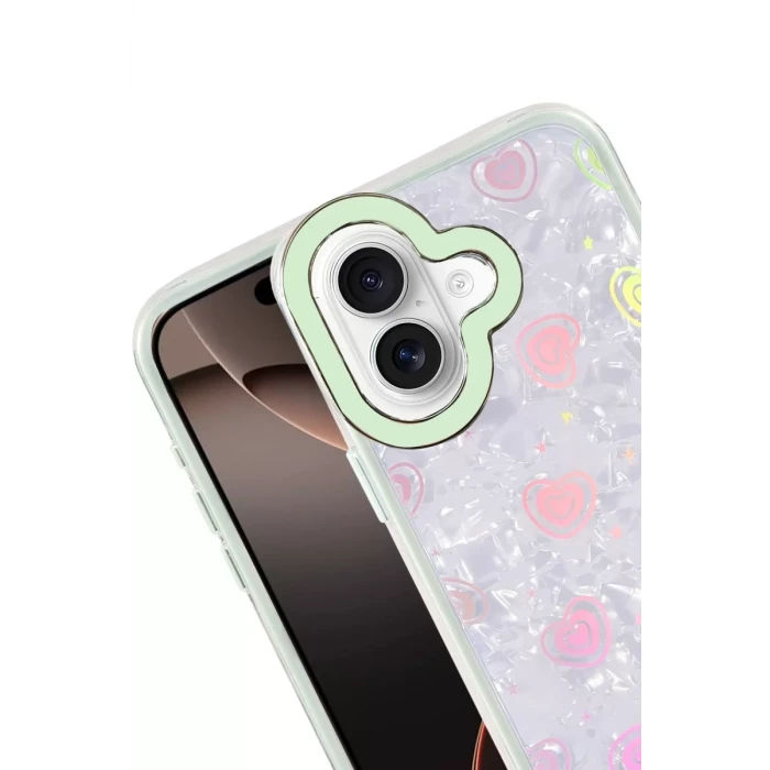 Newface Apple iPhone 16 Lumi Desenli Kapak - Yeşil