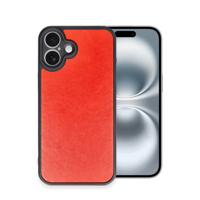Newface Apple iPhone 16 Plus Kılıf Aras Deri Kapak - Kırmızı