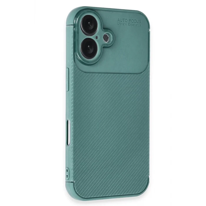Newface Apple iPhone 16 Plus Kılıf Auto Focus Karbon Kapak - Koyu Yeşil