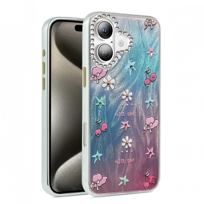 Newface Apple iPhone 16 Plus Kılıf Blade Aynalı Desenli Kapak - Desen 4
