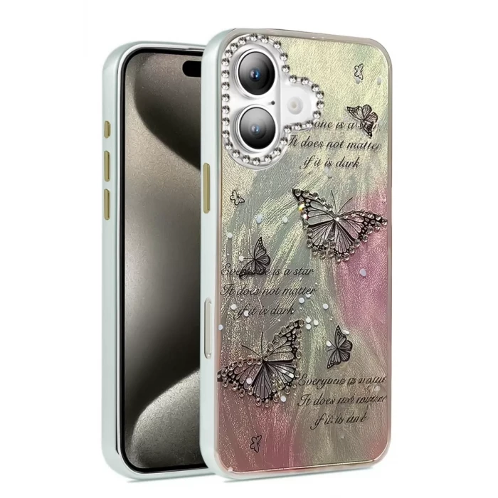 Newface Apple iPhone 16 Plus Kılıf Blade Aynalı Desenli Kapak - Desen 6