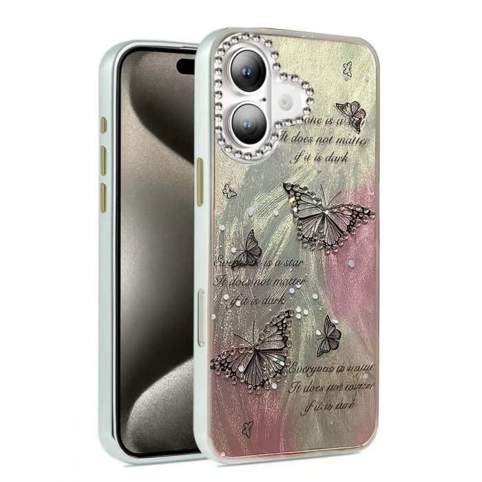 Newface Apple iPhone 16 Plus Kılıf Blade Aynalı Desenli Kapak - Desen 6