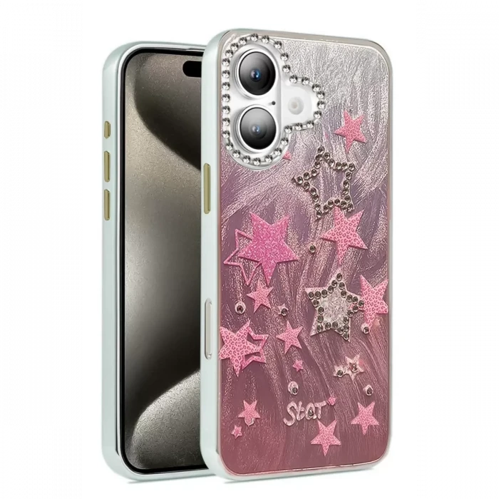 Newface Apple iPhone 16 Plus Kılıf Blade Aynalı Desenli Kapak - Desen 7