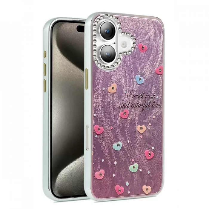 Newface Apple iPhone 16 Plus Kılıf Blade Aynalı Desenli Kapak - Desen 8