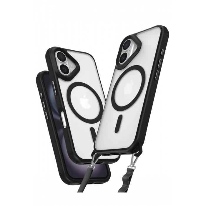 Newface Apple iPhone 16 Plus Kılıf Enka Magsafe Silikon Kılıf - Siyah