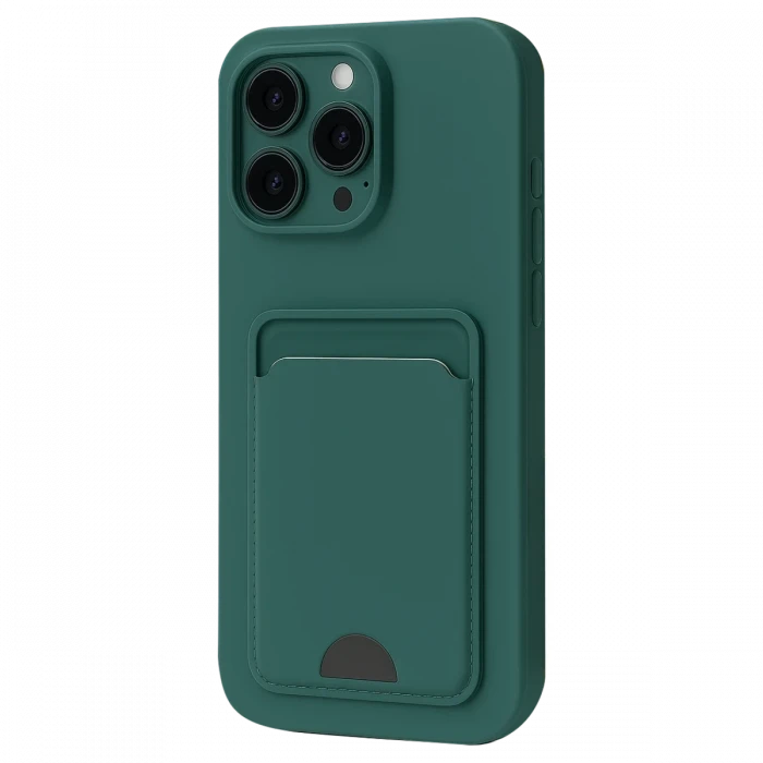 Newface Apple iPhone 16 Plus Kılıf Kelvin Kartvizitli Silikon - Koyu Yeşil