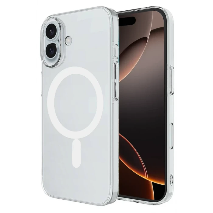 Newface Apple iPhone 16 Plus Kılıf Magneticsafe Şeffaf Silikon - Şeffaf