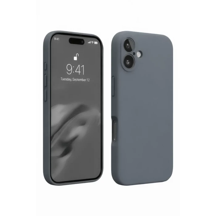 Newface Apple iPhone 16 Plus Kılıf Nano içi Kadife Silikon - Gri