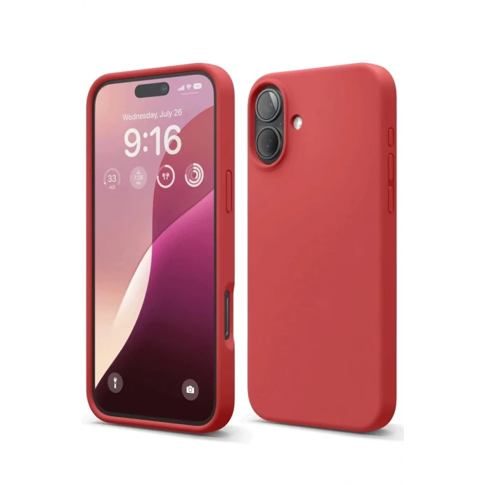 Newface Apple iPhone 16 Plus Kılıf Nano içi Kadife Silikon - Kırmızı
