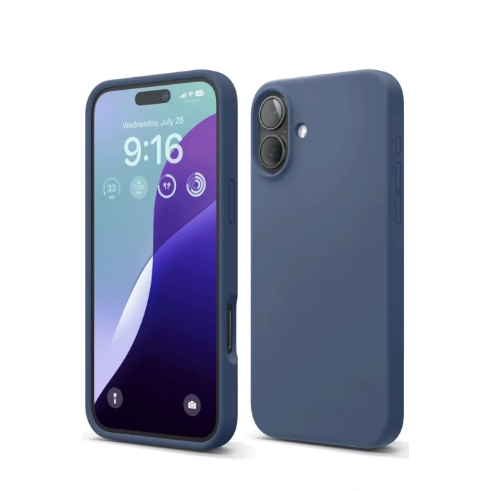 Newface Apple iPhone 16 Plus Kılıf Nano içi Kadife Silikon - Lacivert