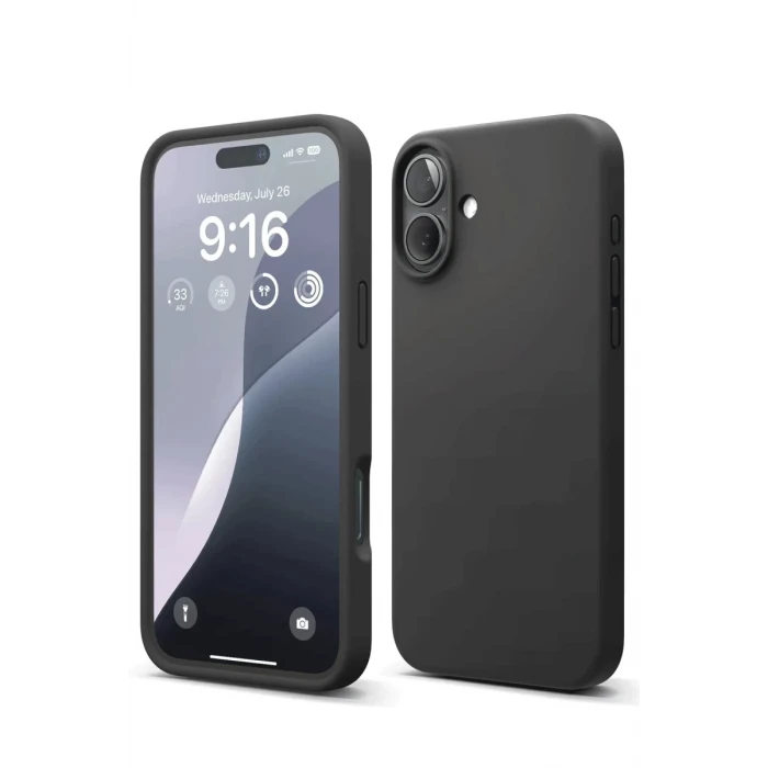 Newface Apple iPhone 16 Plus Kılıf Nano içi Kadife Silikon - Siyah