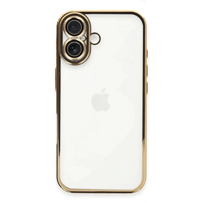 Newface Apple iPhone 16 Plus Kılıf Razer Lensli Silikon - Gold