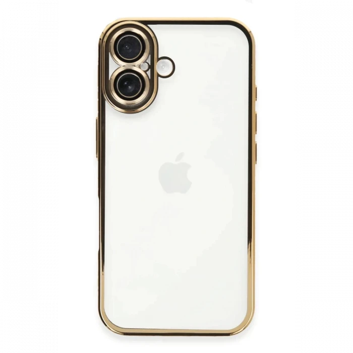 Newface Apple iPhone 16 Plus Kılıf Razer Lensli Silikon - Gold