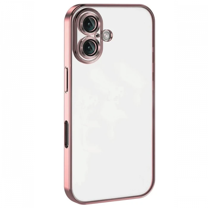 Newface Apple iPhone 16 Plus Kılıf Razer Lensli Silikon - Pembe