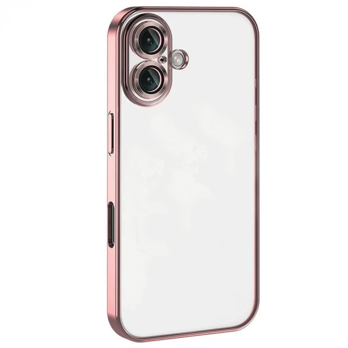 Newface Apple iPhone 16 Plus Kılıf Razer Lensli Silikon - Pembe