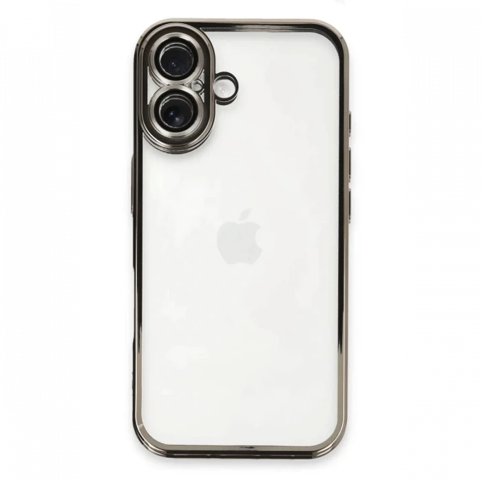 Newface Apple iPhone 16 Plus Kılıf Razer Lensli Silikon - Titanyum Gri