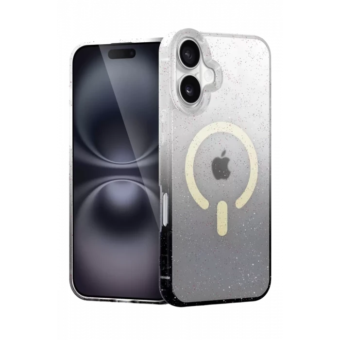 Newface Apple iPhone 16 Plus Pummel Shiny Magsafe Kapak - Siyah
