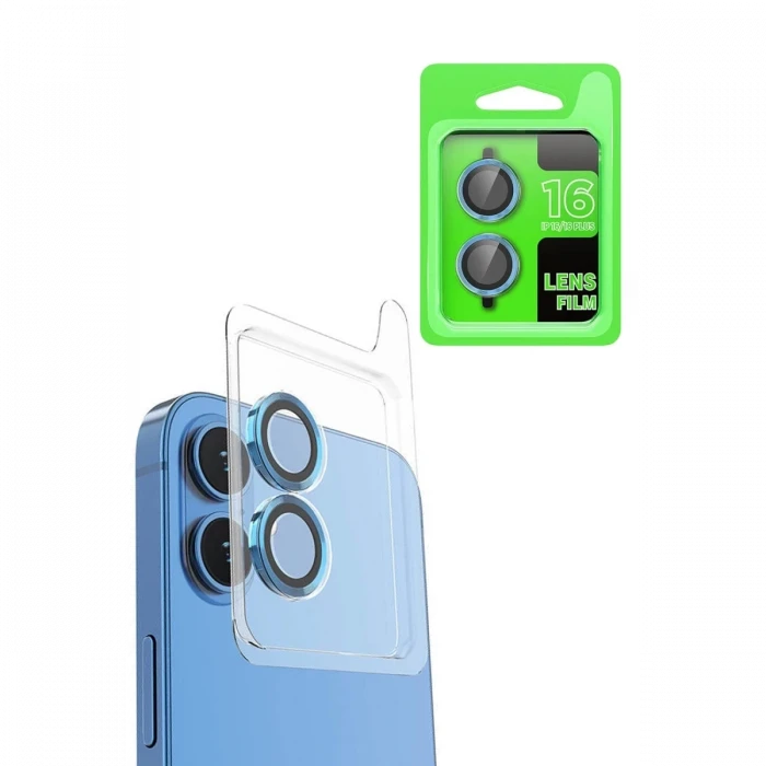 Newface Apple iPhone 16 Plus Raze Metal Kamera Lens - Lacivert