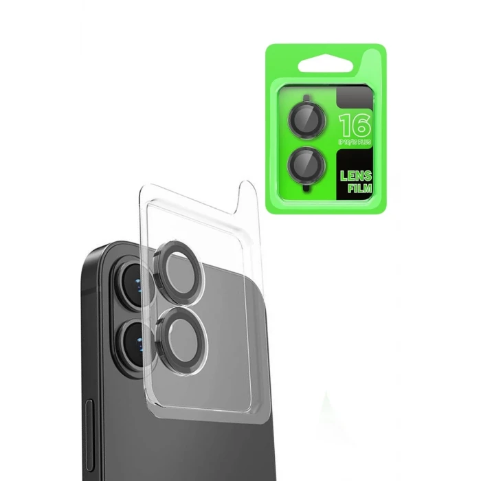 Newface Apple iPhone 16 Plus Raze Metal Kamera Lens - Siyah