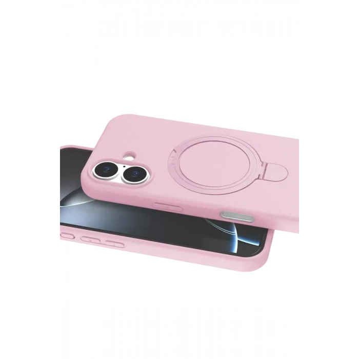 Newface Apple iPhone 16 Plus Regal Magsafe Standlı Kapak - Açık Pembe