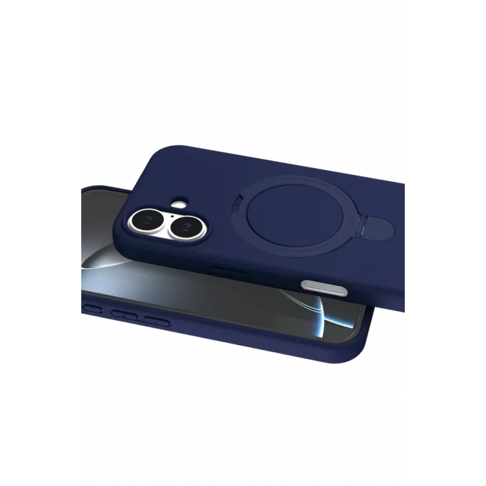 Newface Apple iPhone 16 Plus Regal Magsafe Standlı Kapak - Lacivert