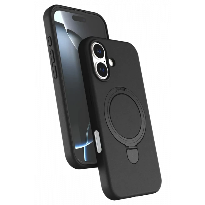 Newface Apple iPhone 16 Plus Regal Magsafe Standlı Kapak - Siyah