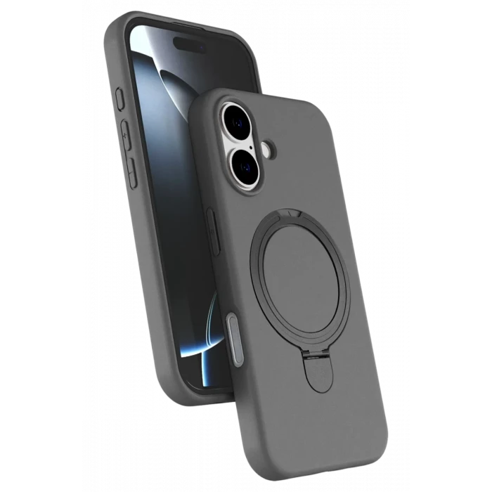 Newface Apple iPhone 16 Plus Regal Magsafe Standlı Kapak - Titan Gri