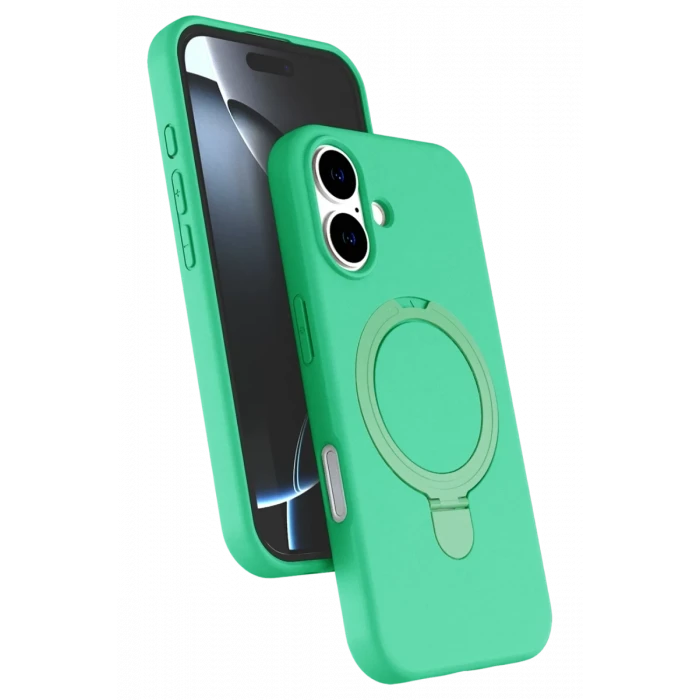 Newface Apple iPhone 16 Plus Regal Magsafe Standlı Kapak - Yeşil