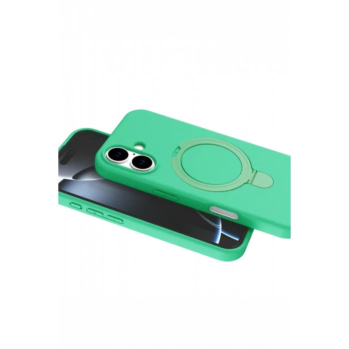 Newface Apple iPhone 16 Plus Regal Magsafe Standlı Kapak - Yeşil