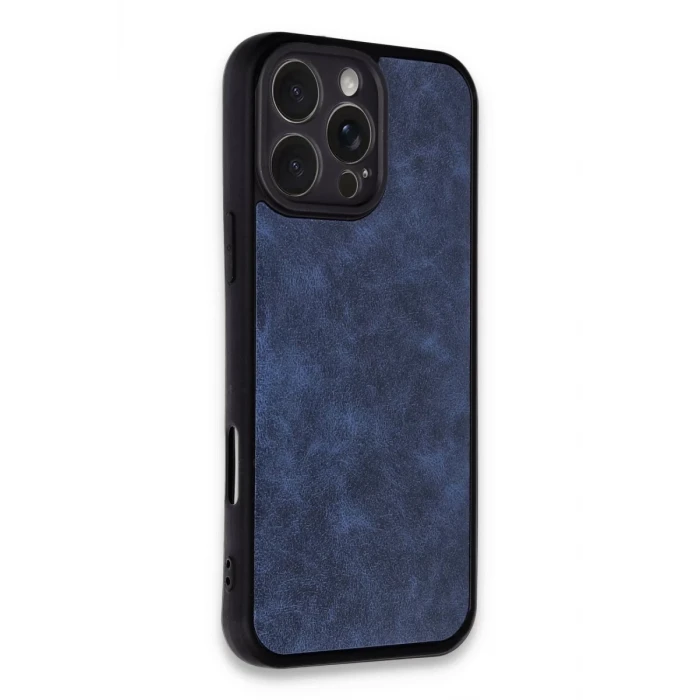 Newface Apple iPhone 16 Pro Kılıf Aras Deri Kapak - Lacivert