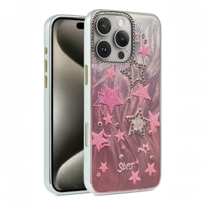 Newface Apple iPhone 16 Pro Kılıf Blade Aynalı Desenli Kapak - Desen 7