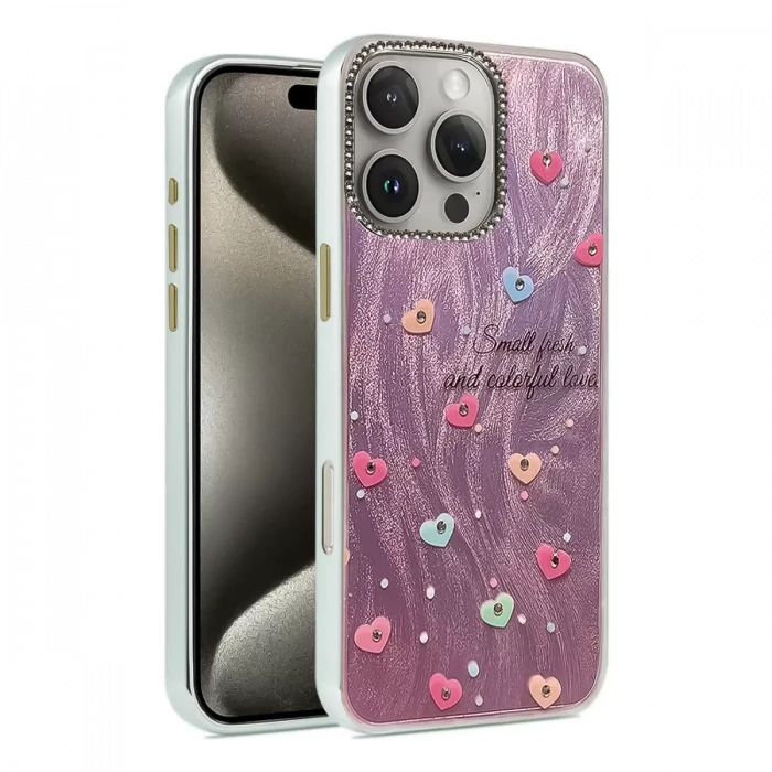 Newface Apple iPhone 16 Pro Kılıf Blade Aynalı Desenli Kapak - Desen 8