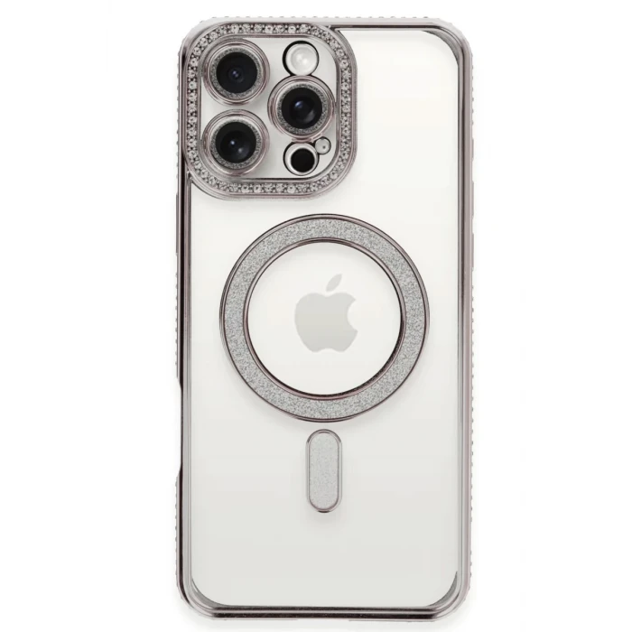 Newface Apple iPhone 16 Pro Kılıf Joke Simli Magneticsafe Kılıf - Pembe