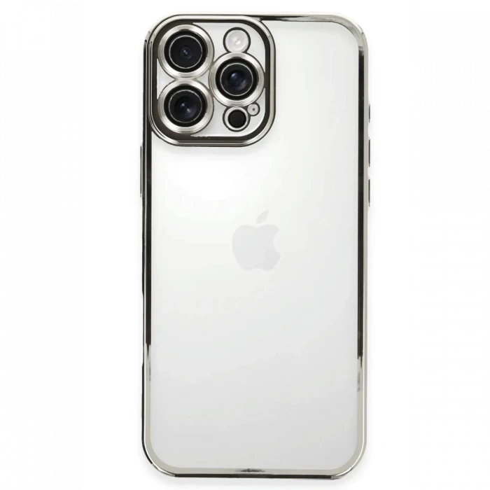 Newface Apple iPhone 16 Pro Kılıf Razer Lensli Silikon - Gümüş