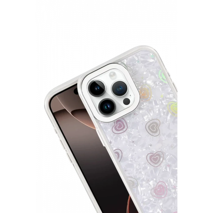 Newface Apple iPhone 16 Pro Lumi Desenli Kapak - Beyaz