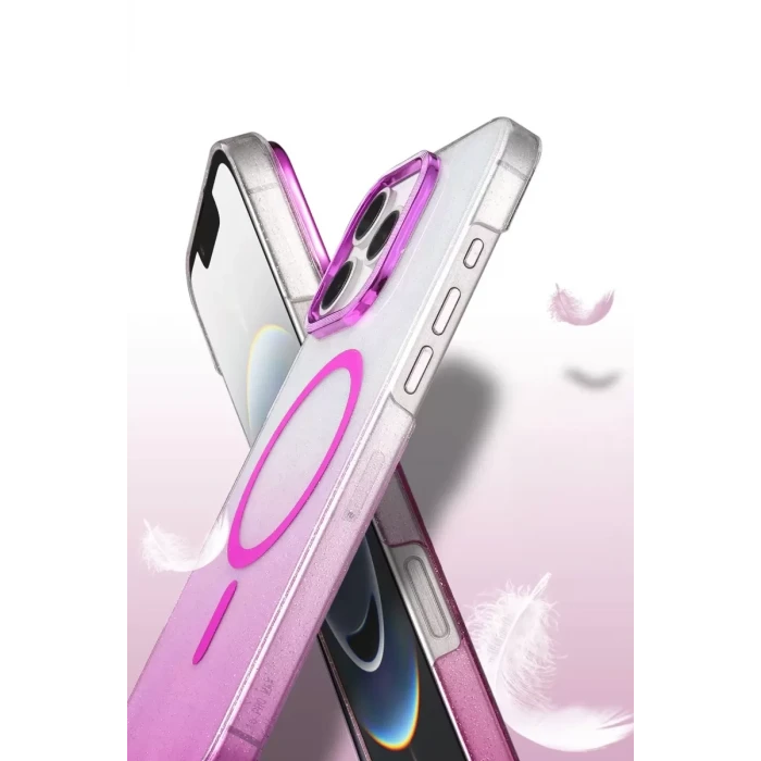 Newface Apple iPhone 16 Pro Max Glossy Magsafe Kapak - Mor