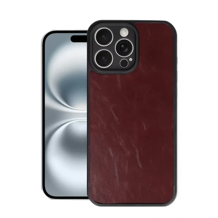 Newface Apple iPhone 16 Pro Max Kılıf Aras Deri Kapak - Bordo